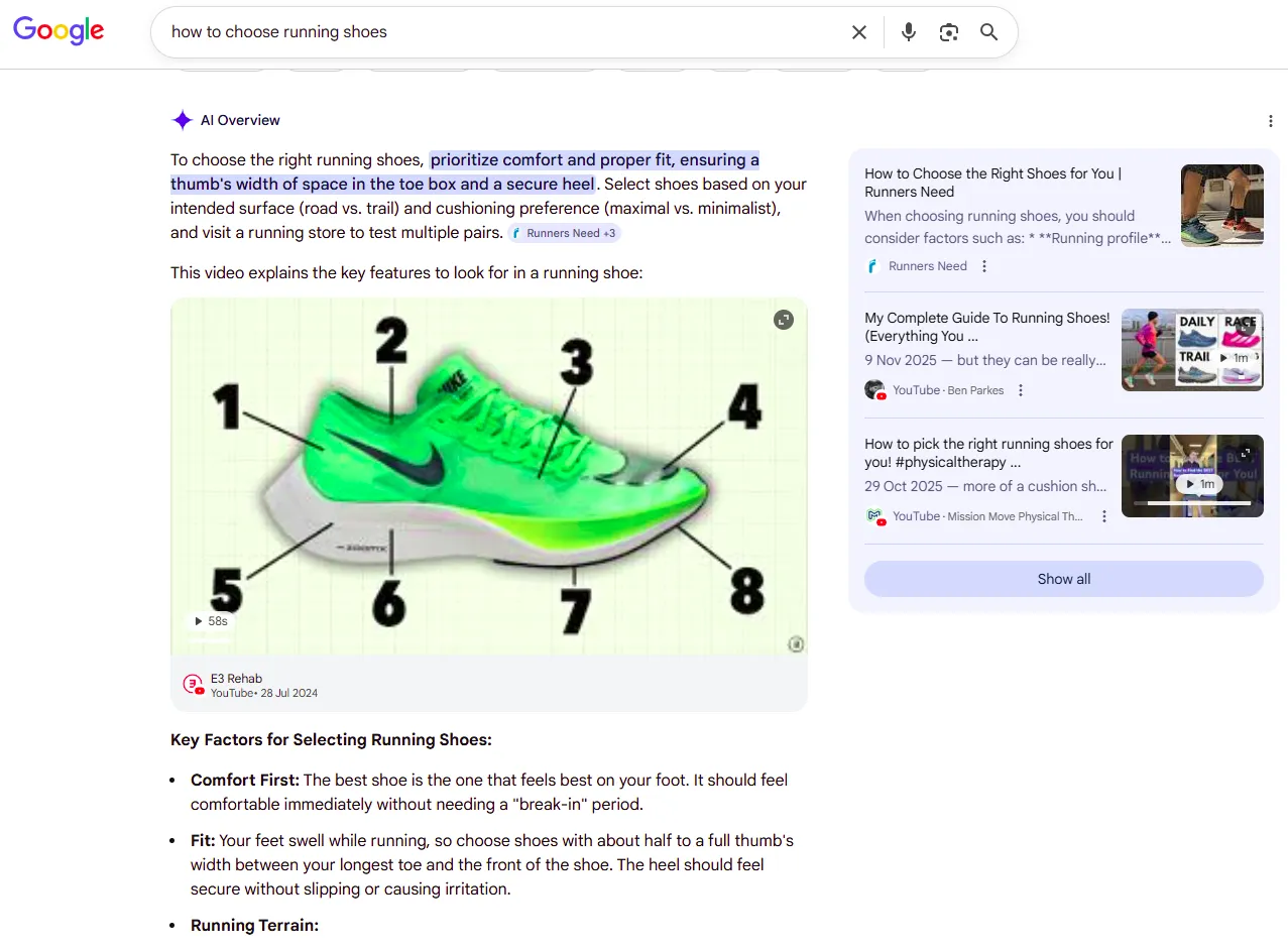 AI Overview example in Google search results